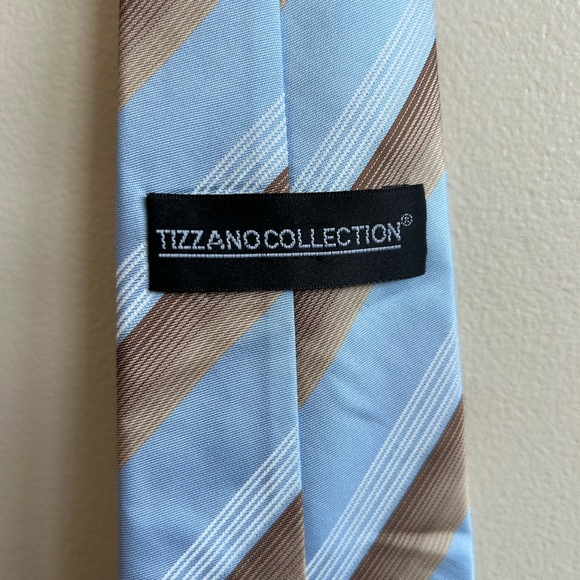 Tizzano Collections Light Blue and Brown Tie - Picture 4 of 4